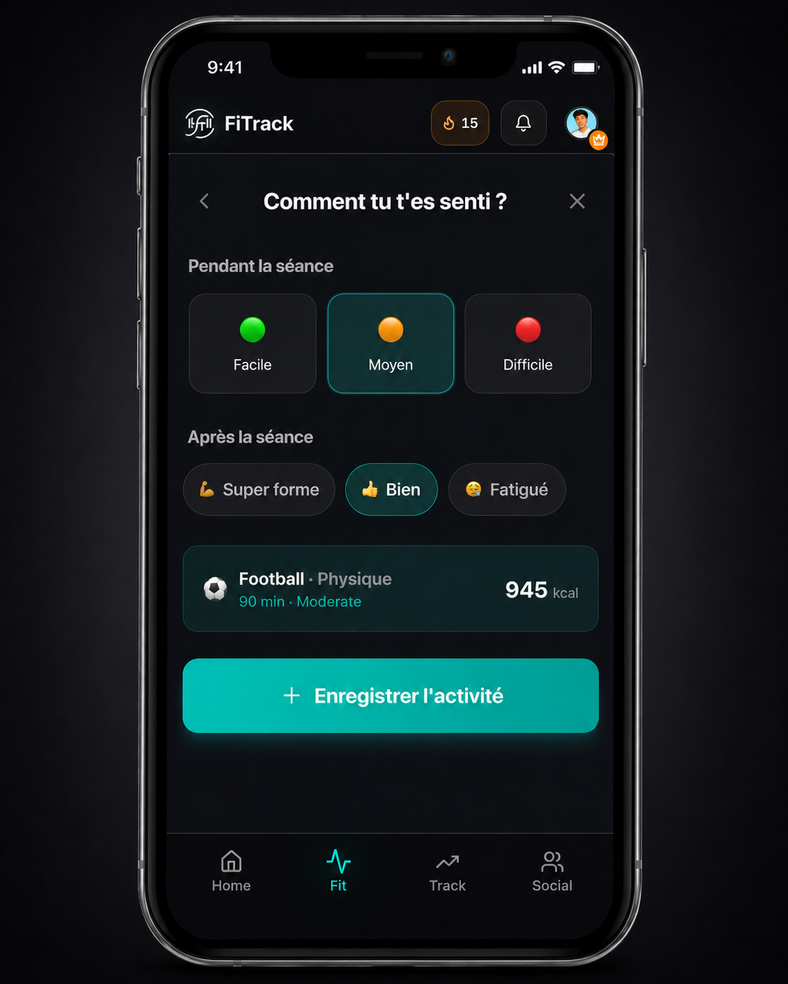 FiTrack - ressenti d'effort et récupération