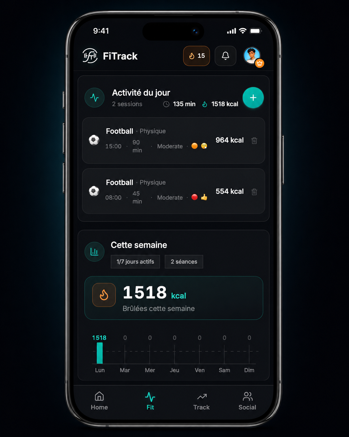 FiTrack - entraînement et calories brûlées